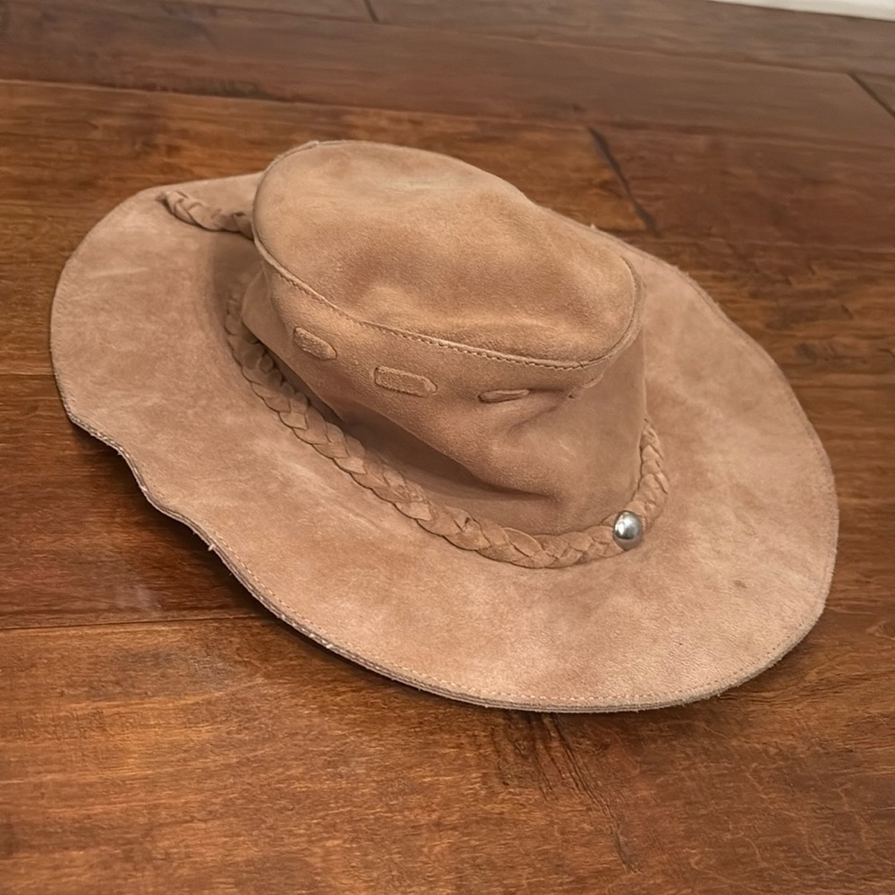 Vintage Banana Republic Suede KLONDIKE 49er Hat Floppy prospectors Western Tan - Picture 2 of 10